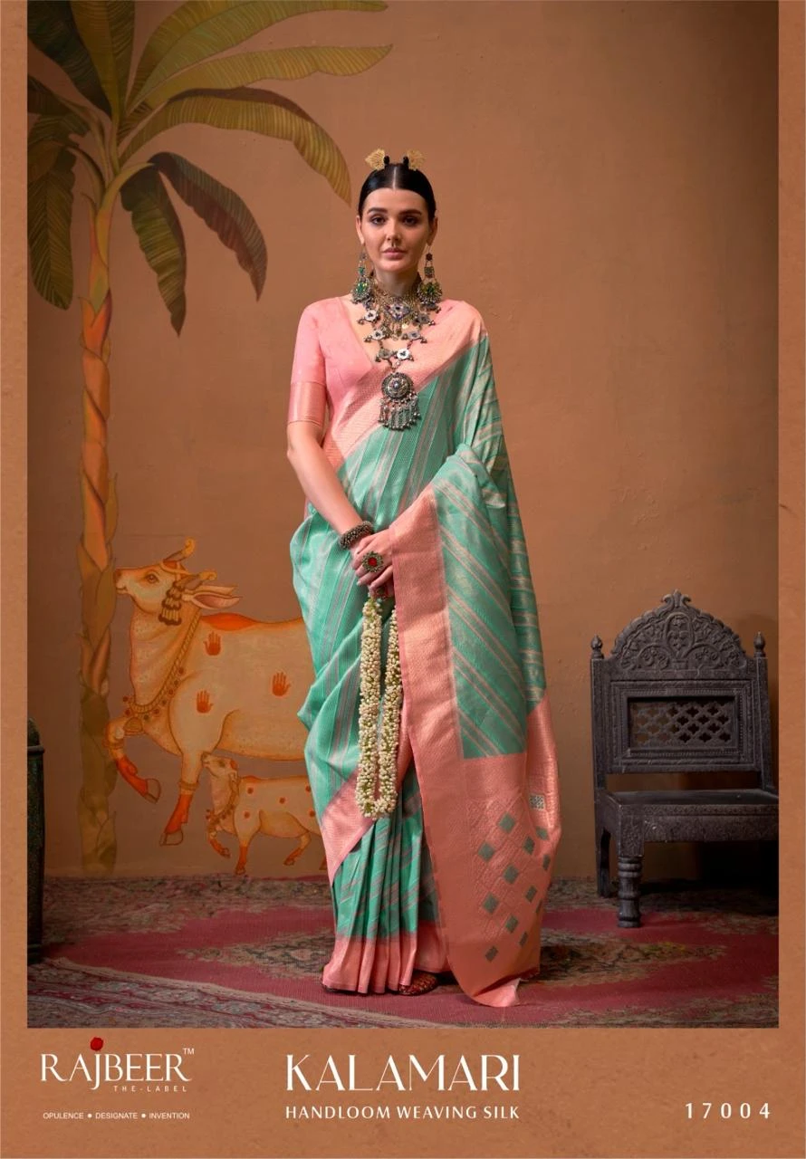Rajbeer Kalamari Handloom Weaving Silk Wholesale Fancy Sarees Catalog — Wholesale Sarees, MPA wholesale from Surat — view 11